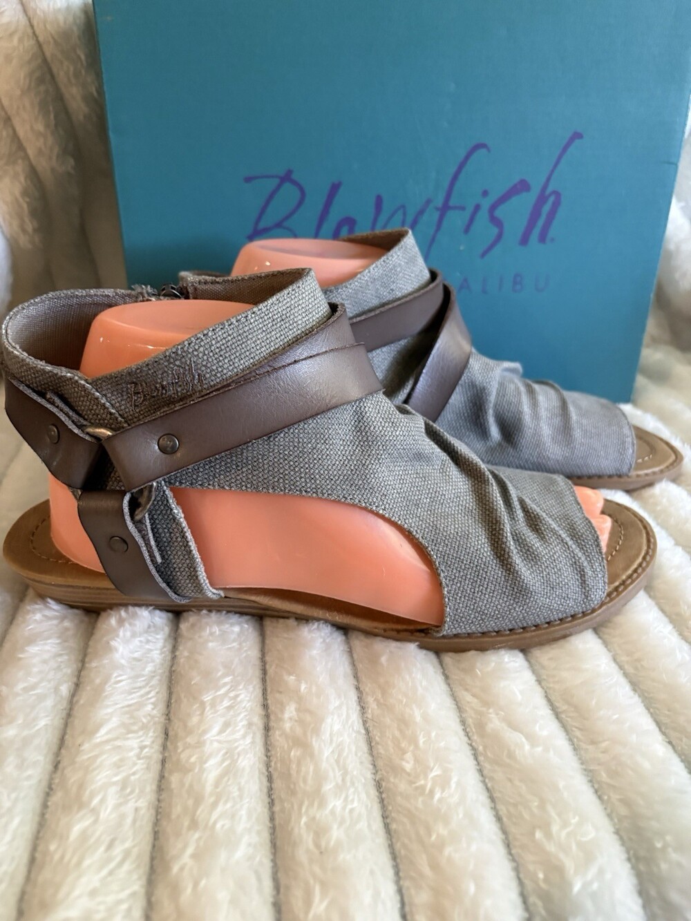 Blowfish Malibu Badey Women's 9.5 Gray Rancher Canvas Side Zip Sandals - Picture 2 of 8